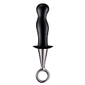 Чёрный анальный плаг с серебристой рукояткой Dream Toys PLUG WITH PLATED HANDLE 21608
