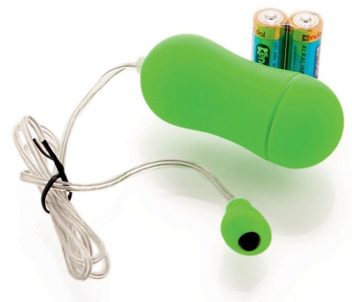 Зелёное виброяйцо с выносным пультом-кнопкой Sexus Funny Five 931005-7 (6,5 см)