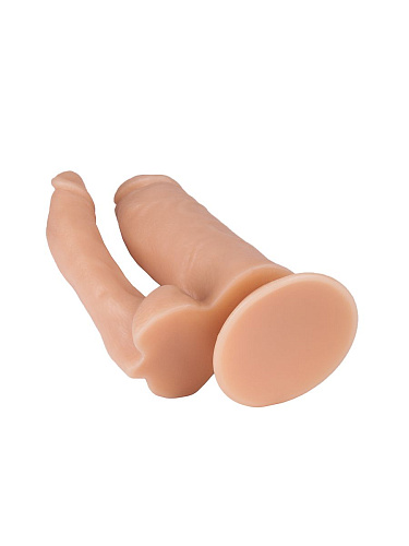 Двойной фаллоимитатор на присоске телесного цвета Сумерки богов 101-08 BX DD (13,5 см)