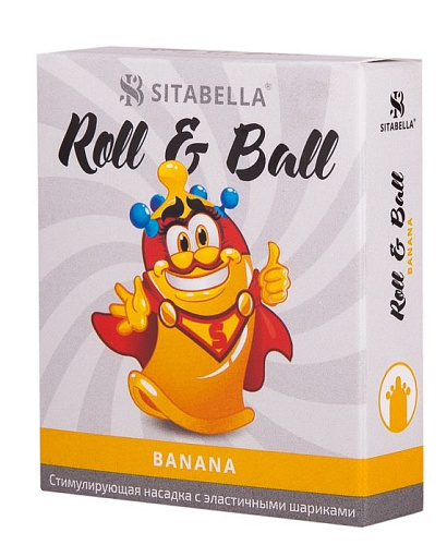 Жёлтый стимулирующий презерватив-насадка Sitabella Roll Ball Banana 1424
