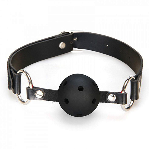 Чёрный кляп с отверстиями для дыхания Lux Fetish LF4020