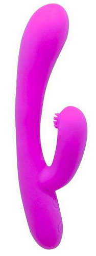 Силиконовый вибромассажер лилового цвета с клиторальным отростком Baile Rory BI-014299 (19 см)