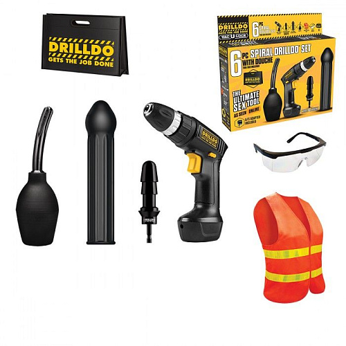 Чёрный секс-набор Drilldo SPIRAL SET 6 PIECE DDS-002