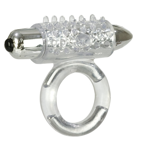 Прозрачное эрекционное кольцо с вибрацией California Exotic Novelties Support Plus Pleasure PointSE-1466-10-3