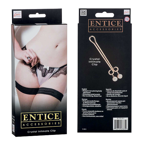 Золотистый зажим с кристаллом для половых губ California Exotic Novelties Entice Crystal Intimate Clip SE-2720-05-3
