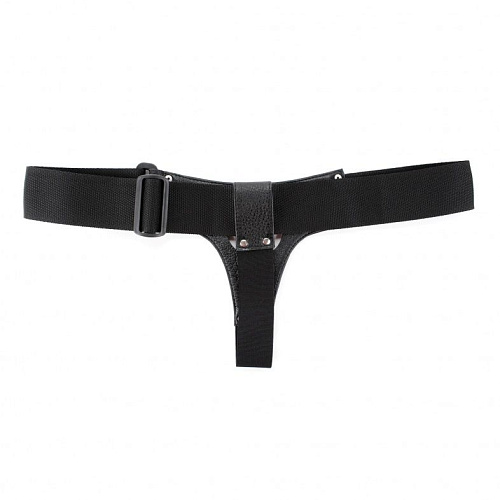 Чёрные кожаные трусики для больших насадок БДСМ арсенал 52010ars