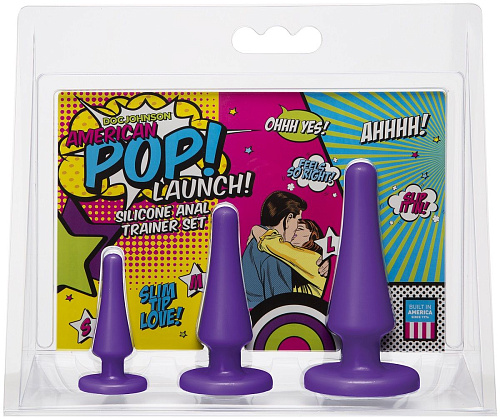 Набор из 3 фиолетовых анальных пробок Doc Johnson Launch! Anal Trainer Set 0500-81-CD