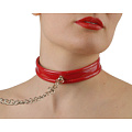 Красный лаковый узкий ошейник с металлическим поводком Sitabella 5038-20