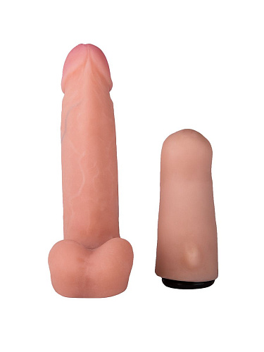 Телесный с чёрным кожаный пояс харнесс премиум класса с 3 насадками LOVETOY (А-Полимер) WOMAN LONG(S) 303903