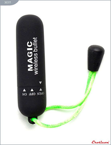 Чёрная вибропуля со шнурком Eroticon 30317 (7 см)