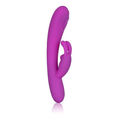 Фиолетовый вибромассажёр с щёточкой на головке California Exotic Novelties Embrace Massaging Rabbit SE-4609-25-3