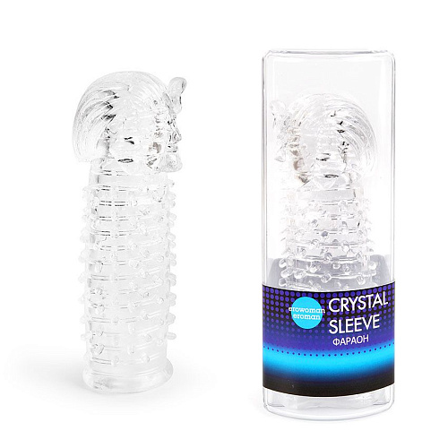Закрытая прозрачная насадка на пенис Bior toys Crystal Sleeve Faraon EE-10010 (13,5 см)