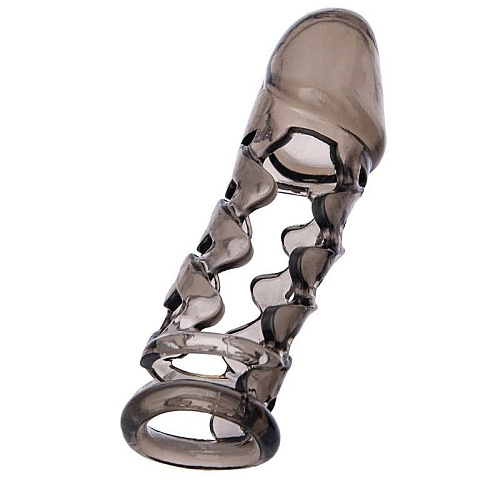 Дымчатая закрытая насадка на пенис ToyFa XLover 748018 (11,5 см)