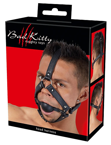 Чёрный кляп-намордник с фиксацией на голову Orion Head Harness 2492156 1001