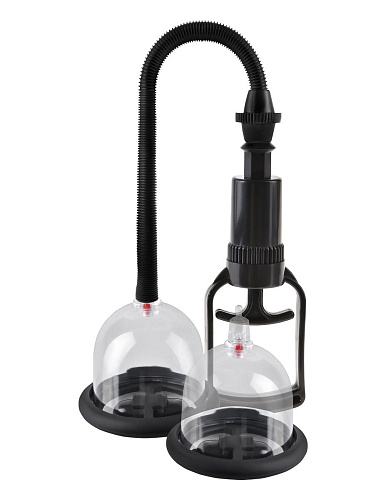 Прозрачная вакуумная помпа и 2 чаши для сосков с вибрацией Pipedream Deluxe Vibrating Nipple Pleasure Cups PD3238-23