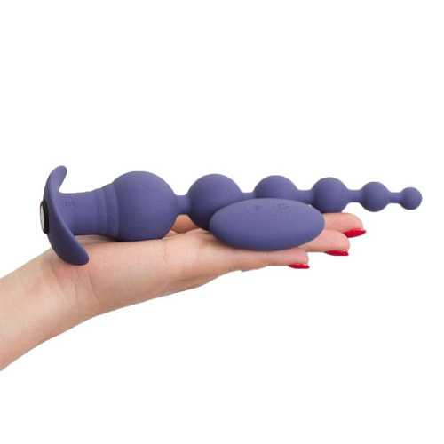 Синяя анальная цепочка с вибрацией и пультом ДУ RestArt Lexi RA-327 (21 см)