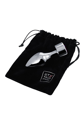 Серебристая анальная пробка с фиолетовым кристаллом Штучки-дрючки 690124 (9,5 см)