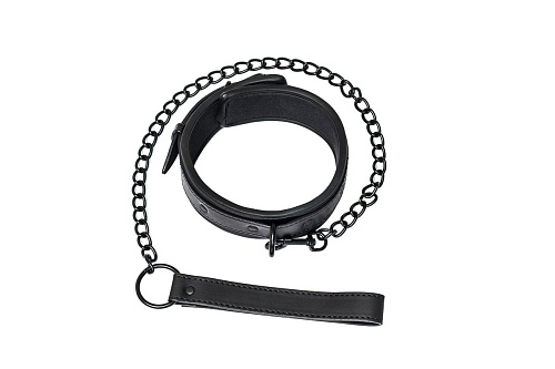 Чёрный ошейник с поводком Lola toys Kinky 1083-01lola