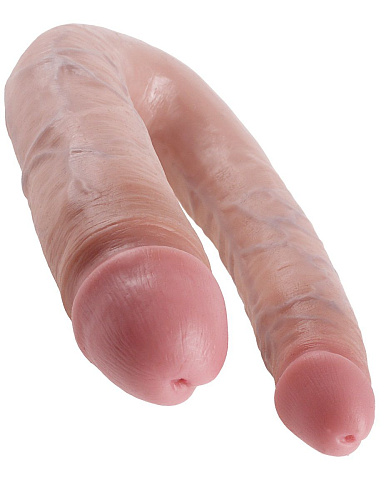 Двусторонний фаллоимитатор телесного цвета Pipedream U-Shaped Large Double Trouble PD5515-21 (44,4 см)