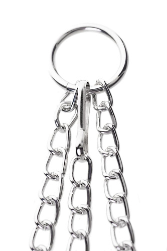 Серебристо-чёрные зажимы для сосков с кольцом для пениса ToyFa TOYFA Metal 712051