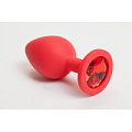 Красная силиконовая пробка с красным кристаллом 4sexdreaM 47068-2 (9,5 см)