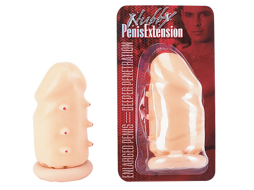 Латексная насадка-удлинитель телесного цвета с пупырышками Seven Creations 170F-BCD