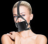Чёрный кожаный кляп Shots Media BV Leather Mouth Gag OU148BLK
