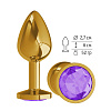 Золотистая анальная втулка с фиолетовым кристаллом Сумерки богов 510-08 purple-DD (7 см)