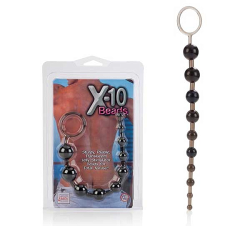 Чёрная анальная цепочка California Exotic Novelties X-10 BEADS SE-1233-03-2
