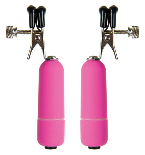 Розовые клипсы на соски с вибрацией Shots Media BV OU039PNK