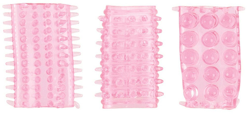 Набор из 3 розовых рельефных насадок на пенис California Exotic Novelties SENSO RINGS SE-1431-04-2