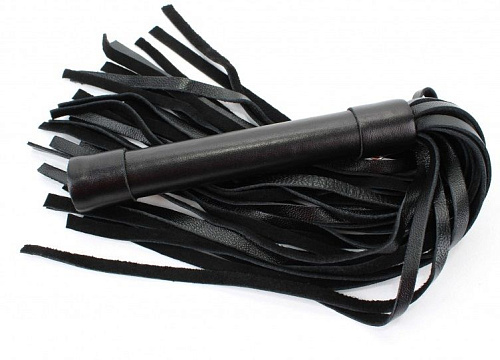 Чёрная плеть из нежной кожи БДСМ арсенал 63005 (45 см)