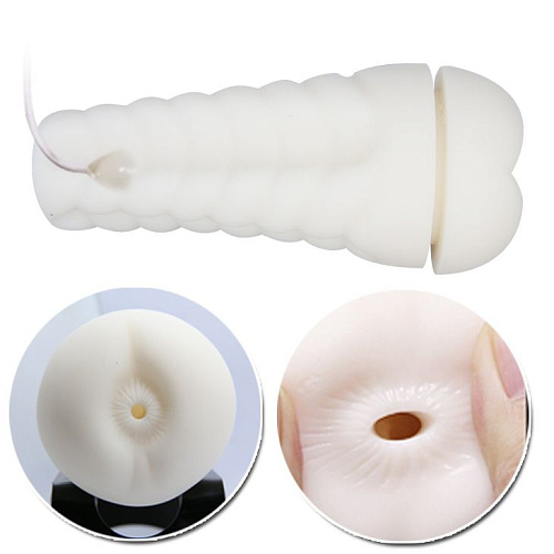 Мега-мастурбатор анус с вибрацией и голосом бело-золотистого цвета Baile Sally BM-00900T50-1