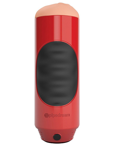 Красно-чёрный мастурбатор-ротик с вибрацией Pipedream Extreme Toyz Mega Grip Vibrating Stroker Mouth RD291