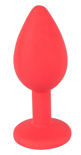 Красная силиконовая анальная пробка с красным кристаллом Orion Joy 05171270000 (7,2 см)