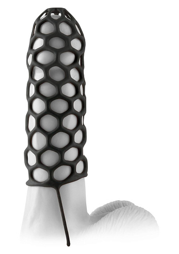 Чёрная насадка-сетка Pipedream Silicone Warrior Cock Cage PD4139-23 (13,3 см)