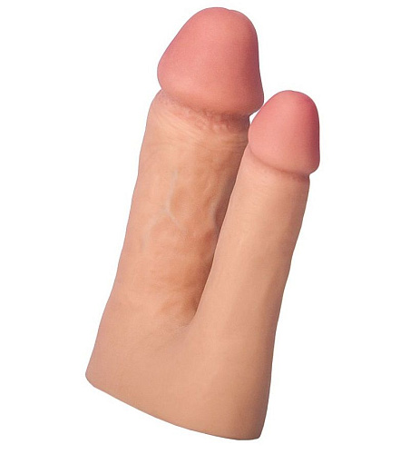 Полая, телесного цвета насадка для двойного проникновения с фиксирующим ремешком ToyFa 748013