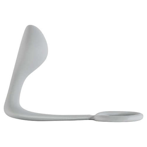 Серое эрекционное кольцо с анальной пробкой Lola toys Button Anal Plug 4216-02Lola