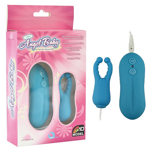 Голубой вибростимулятор с усиками Howells Angel Baby NIpple Cock clips  33002-blue
