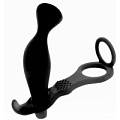 Чёрное эрекционное кольцо с анальным вибростимулятором Bior toys Cockring and Anal Pleasure SEM-55070