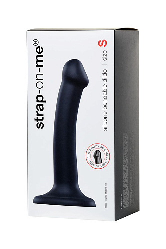 Чёрный фаллос на присоске Strap-on-me Silicone Bendable Dildo S 6013137 (17 см)