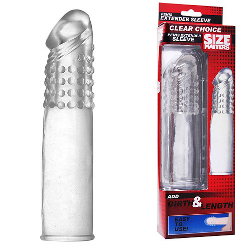 Прозрачная насадка с массажными точками XR Brands Size Matters AD513 (14 см)