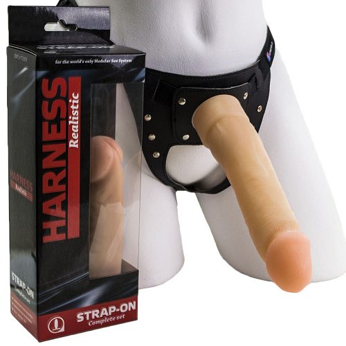 Крупный фаллоимитатор телесного цвета на трусиках с плагом LOVETOY (А-Полимер) 287003 (20,5 см)