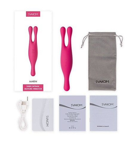 Малиновый трехмоторный универсальный вибромассажёр Svakom Marin S56