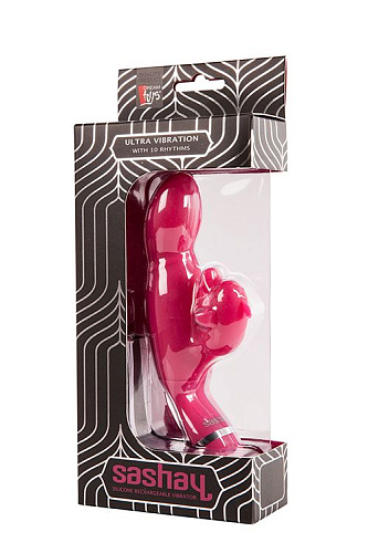 Вибратор со стимулятором клитора ярко-розового цвета Dream Toys SASHAY VIBRATOR DOLPHIN 21191 (17,5 см)