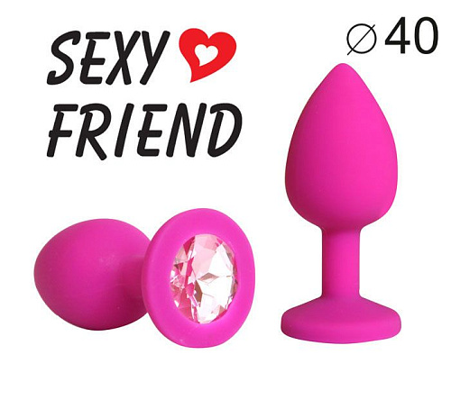 Ярко-розовая анальная пробка с нежно-розовым кристаллом Bior toys SF-70290-02 (9,5 см)