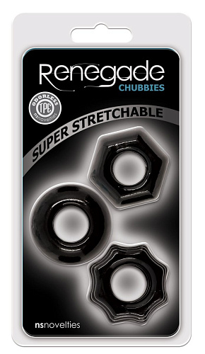 Набор из 3 чёрных эрекционных колец NS Novelties Chubbies NSN-1111-13