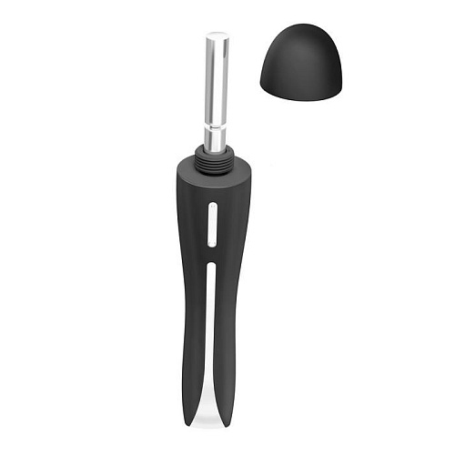 Чёрный вибратор с серебристой вставкой OVO F10 BLACK/CHROME (20 см)