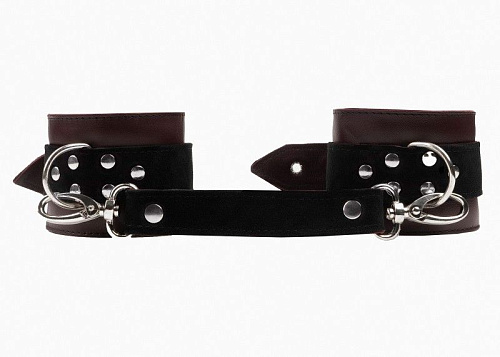 Бордовые поножи с контрастными вставками БДСМ арсенал 915-04 BX DD