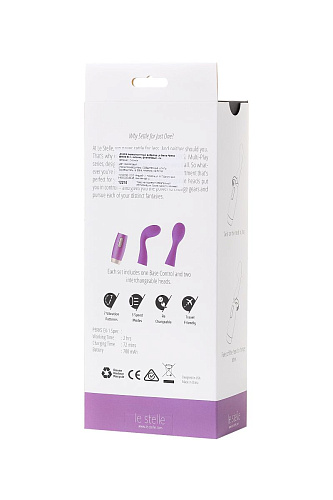 Фиолетовый вибратор с 2 сменными насадками Le Stelle PERKS SERIES EX-1LS12210